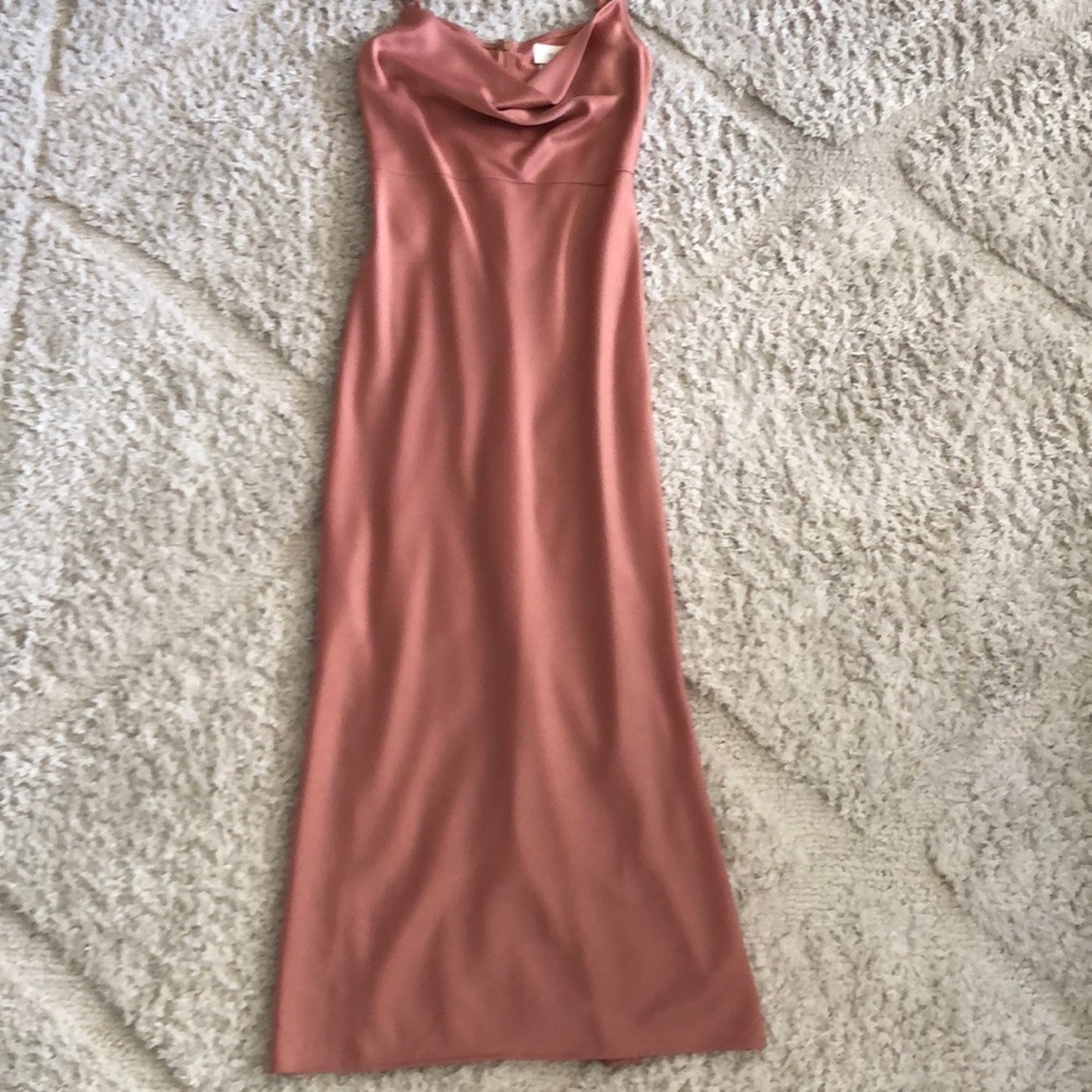 BHLDN Cali Satin Cowl-Neck Midi Slip Dress
